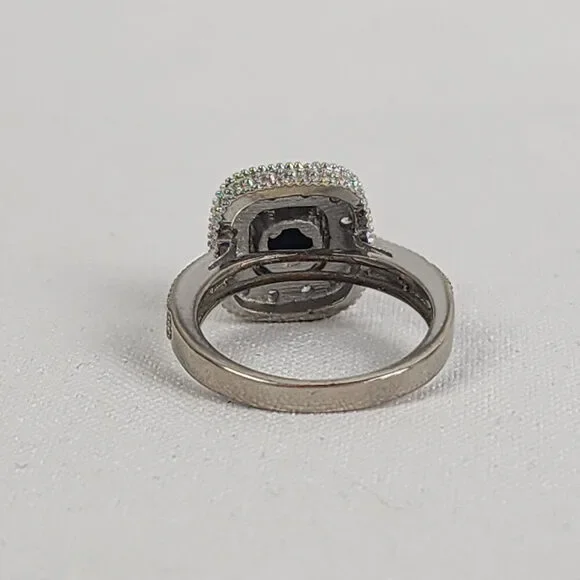 925 Sterling Silver Black Square Stone Ring Size 9 - Picture 4 of 8
